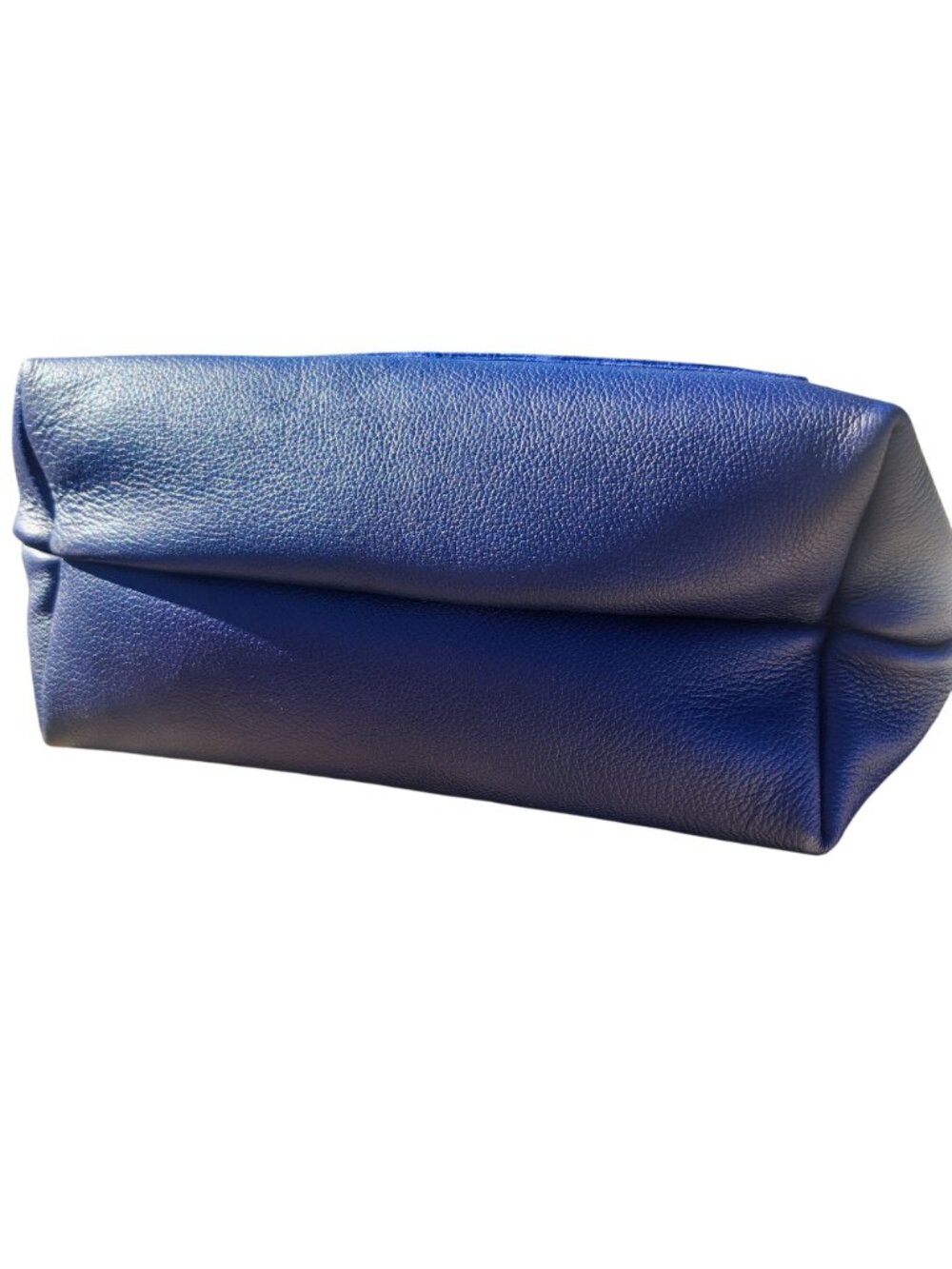 Portland Leather Med Classic Tote Cobalt Pebbled Leather Tan Handles (Tandles) - Picture 5 of 9